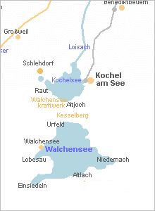 Karte vergrößern - Kochel am Kochelsee in Oberbayern