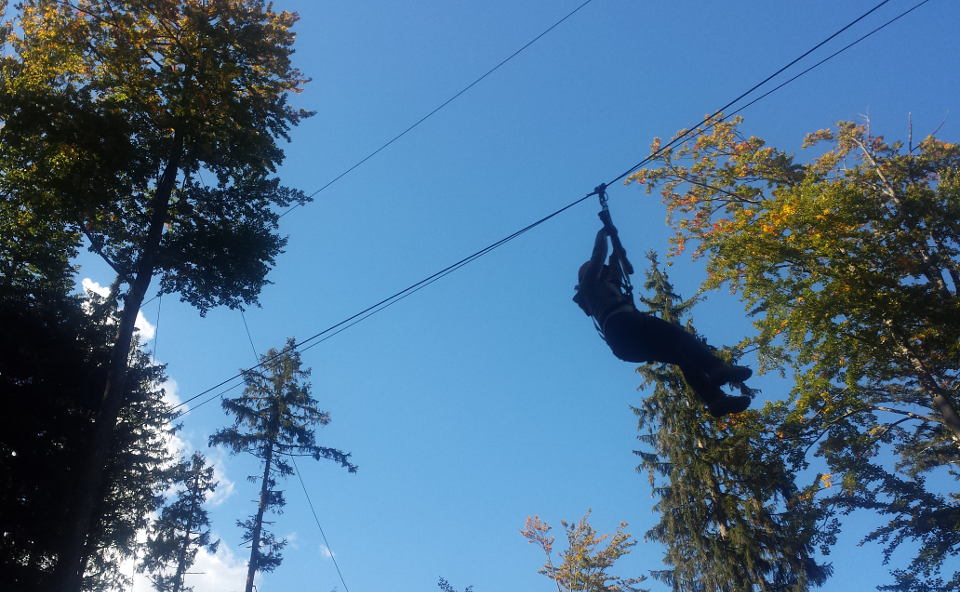 Seilbahn im Klettergarten Hocheck