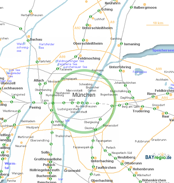 Straßenkarte / Luftbild aufrufen (Google Maps) München und Umgebung