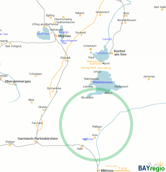 Straßenkarte / Luftbild aufrufen (Google Maps) Wallgau und Umgebung
