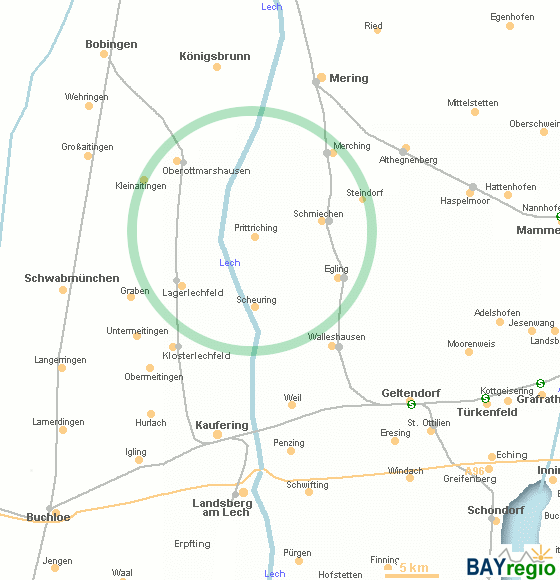 Straßenkarte / Luftbild aufrufen (Google Maps) Prittriching und Umgebung
